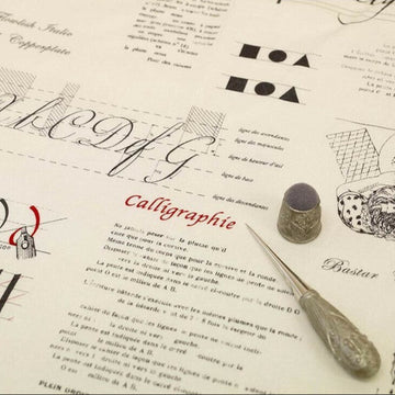 Suzuko Koseki Cotton 1/2 yd - Calligraphy, Black