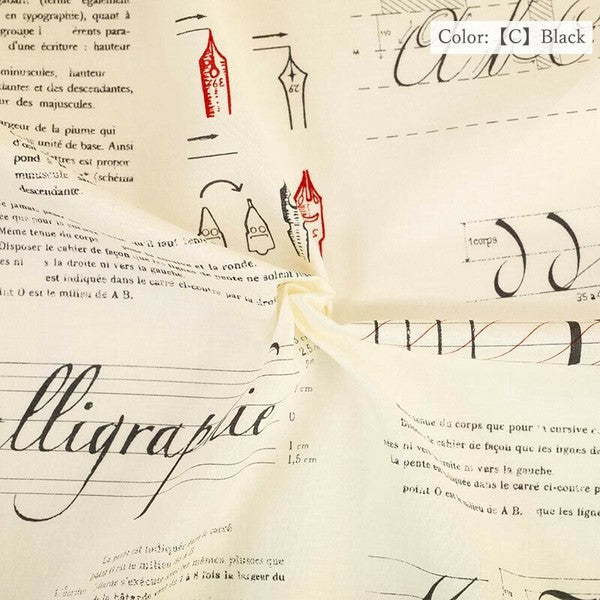 Suzuko Koseki Cotton 1/2 yd - Calligraphy, Black