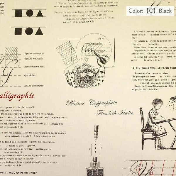 Suzuko Koseki Cotton 1/2 yd - Calligraphy, Black