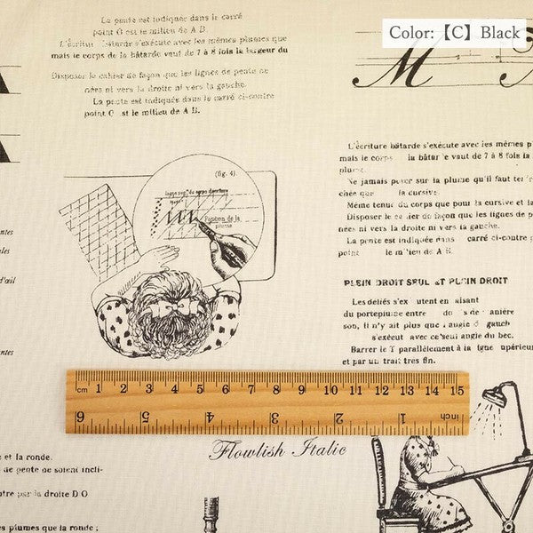 Suzuko Koseki Cotton 1/2 yd - Calligraphy, Black
