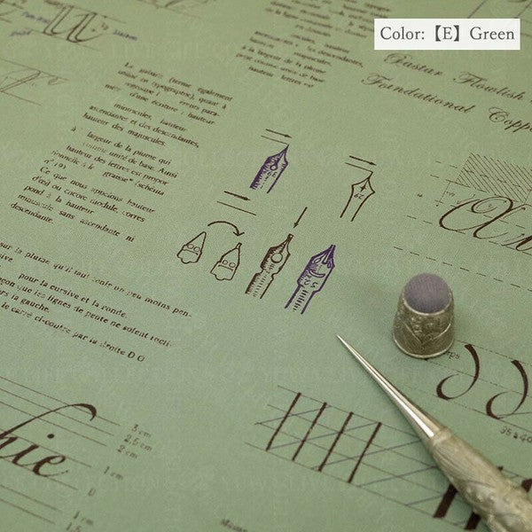 Suzuko Koseki Cotton 1/2 yd - Calligraphy, Green