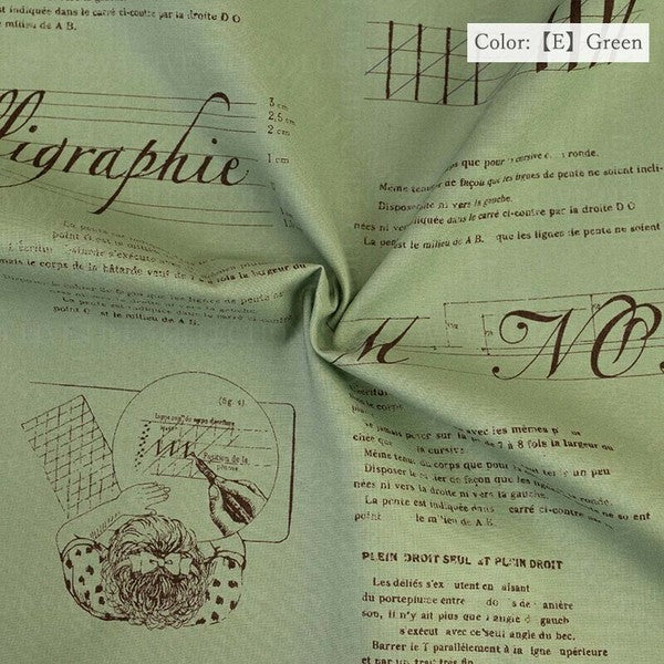 Suzuko Koseki Cotton 1/2 yd - Calligraphy, Green