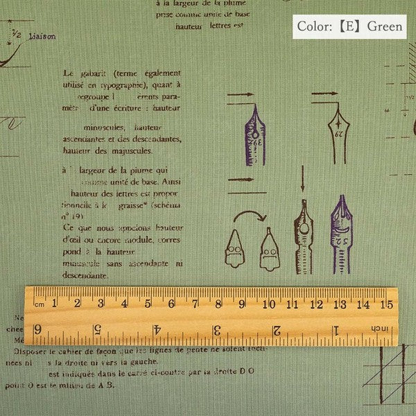 Suzuko Koseki Cotton 1/2 yd - Calligraphy, Green