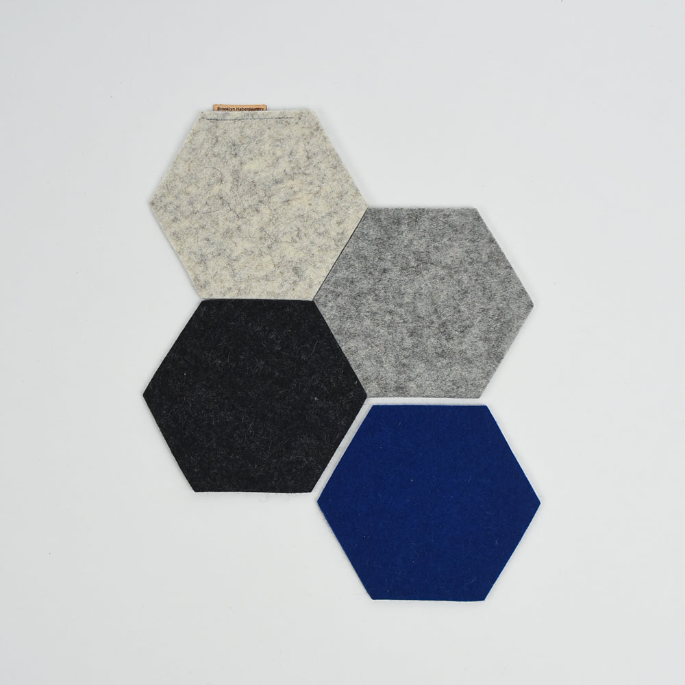 Hex Wool Coasters, Set of 4 - Fogbank