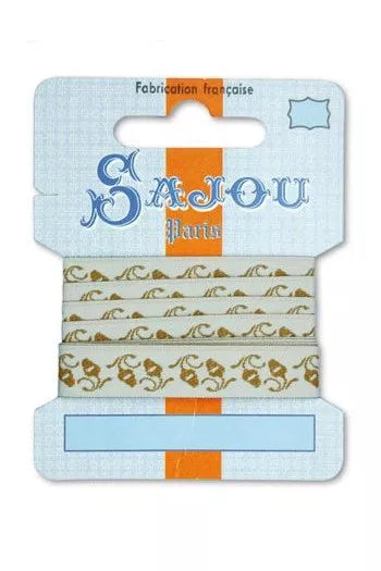 Sajou Woven Acorn Ribbon – Ecru & Beige