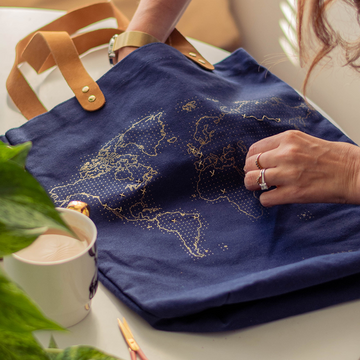 Map Travel Tote DIY Kit, Navy