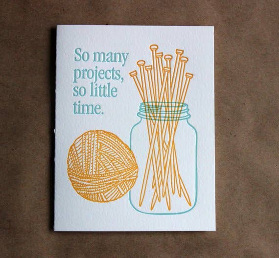 Yarn Jar of Needles - letterpress card