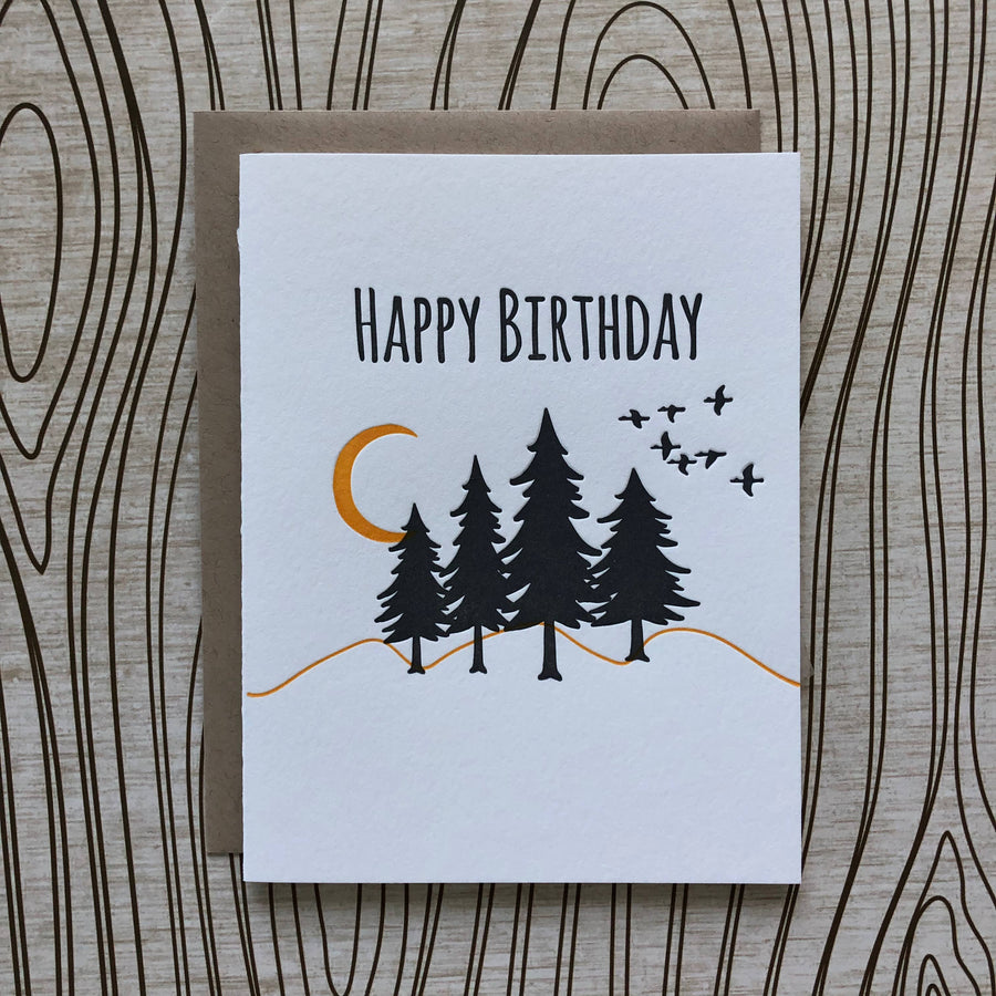 Happy Birthday Great Outdoors - letterpress card
