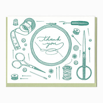 Sewing Thank You - letterpress card