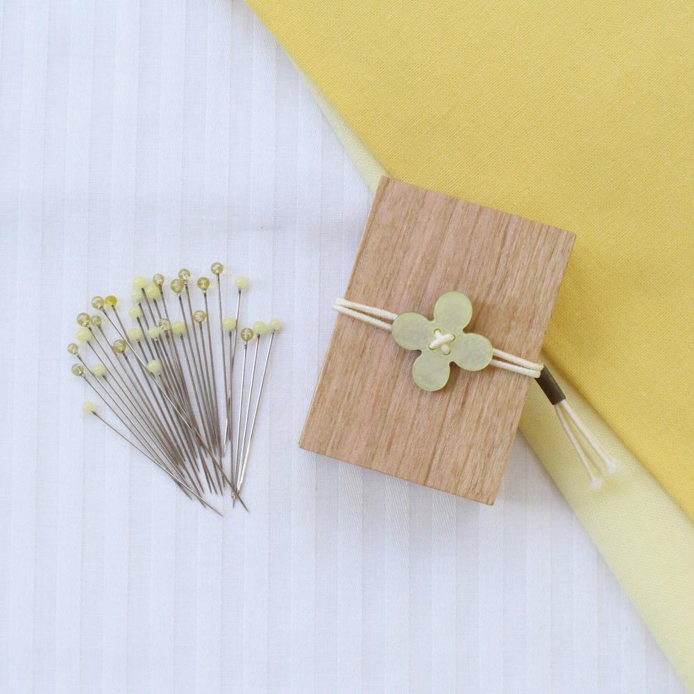 Glass Sewing Pins in a Cherry-Wood Box