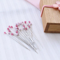 Glass Sewing Pins in a Cherry-Wood Box