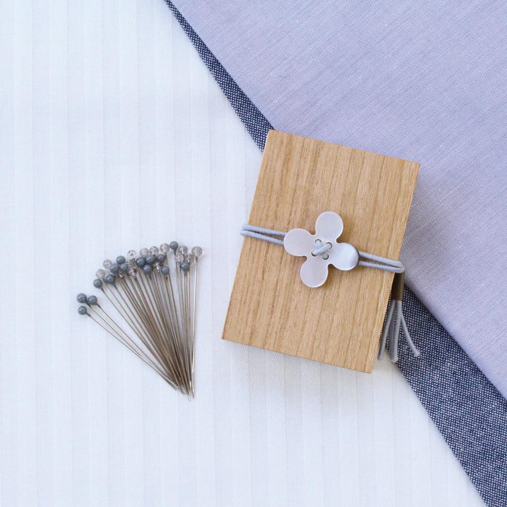 Glass Sewing Pins in a Cherry-Wood Box