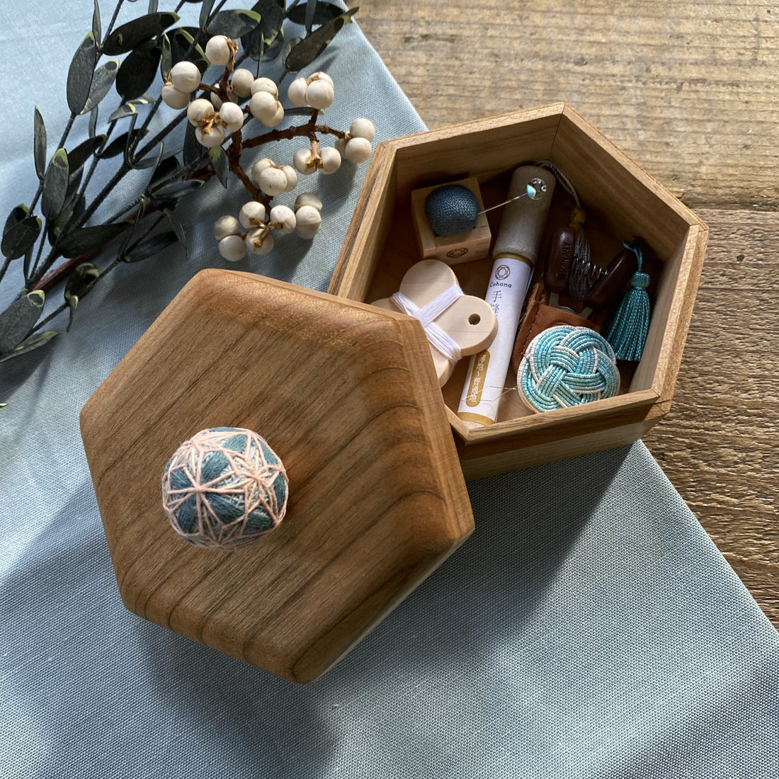 Hexagonal Temari Box Sewing Set