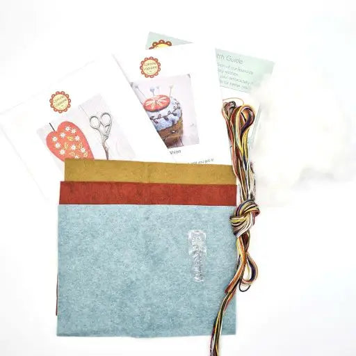 Embroidered Scissors Pouch and Mini Pincushion Felt Craft Kit