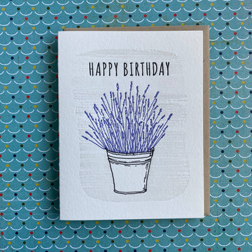 Happy Birthday Lavender - letterpress card