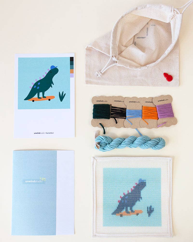 Dino the Skater Needlepoint Kit for Kids
