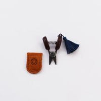 Cohana mini snips, blue tassel, leather case