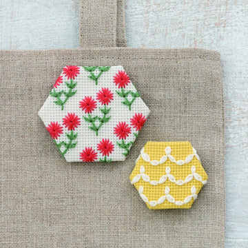 Hexagon Pins DIY Kit, Frill and Flower