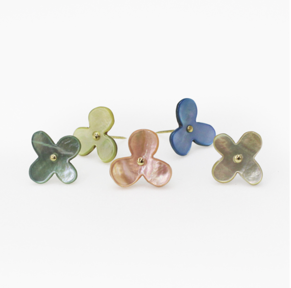 Flower Push Pins of Oyster Shell, Set of 5