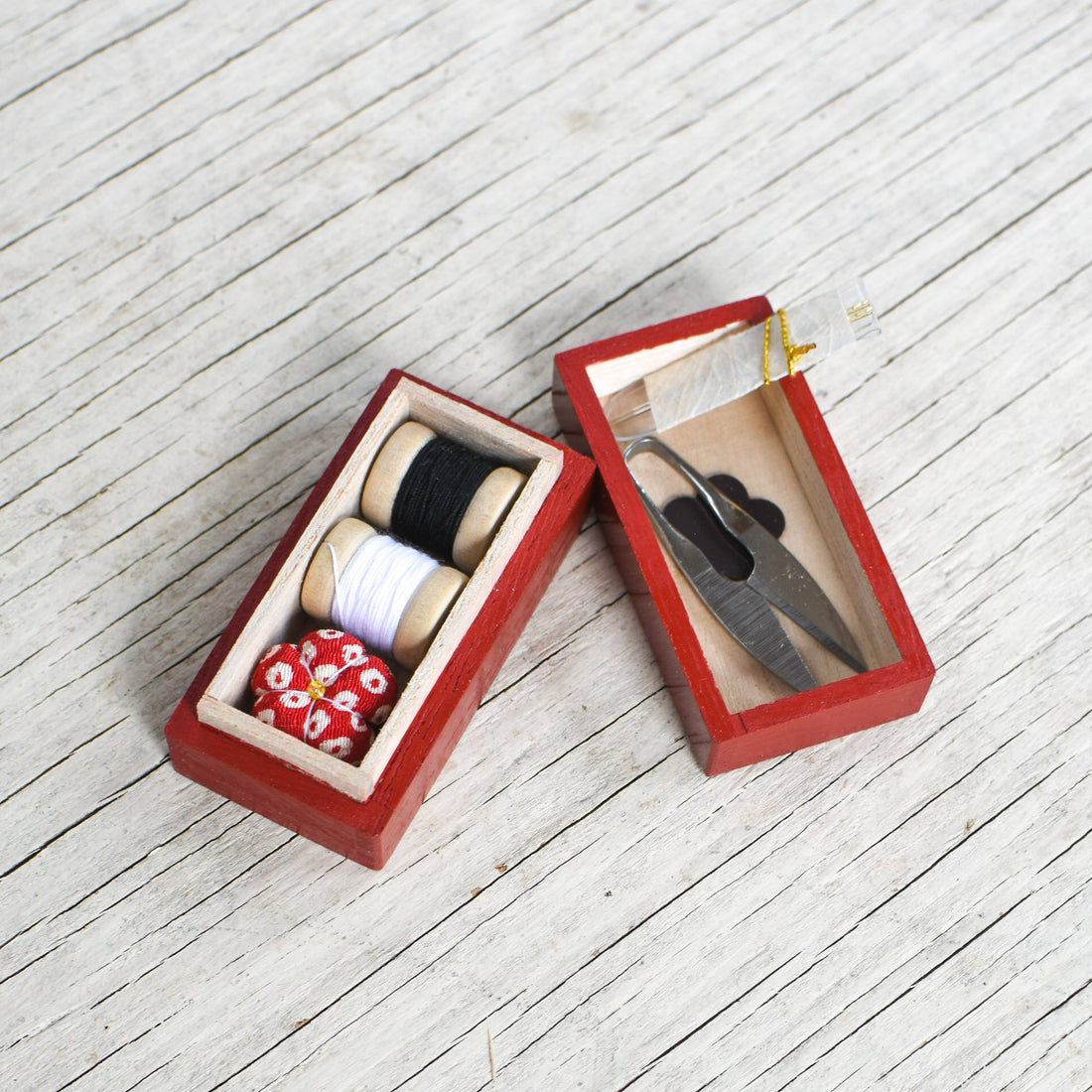 Tiny Sewing Box, Red Lacquer