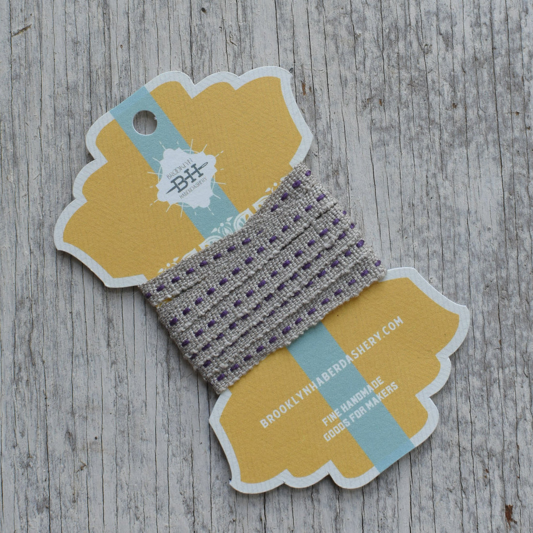 Linen Running Stitch Ribbon, Natural