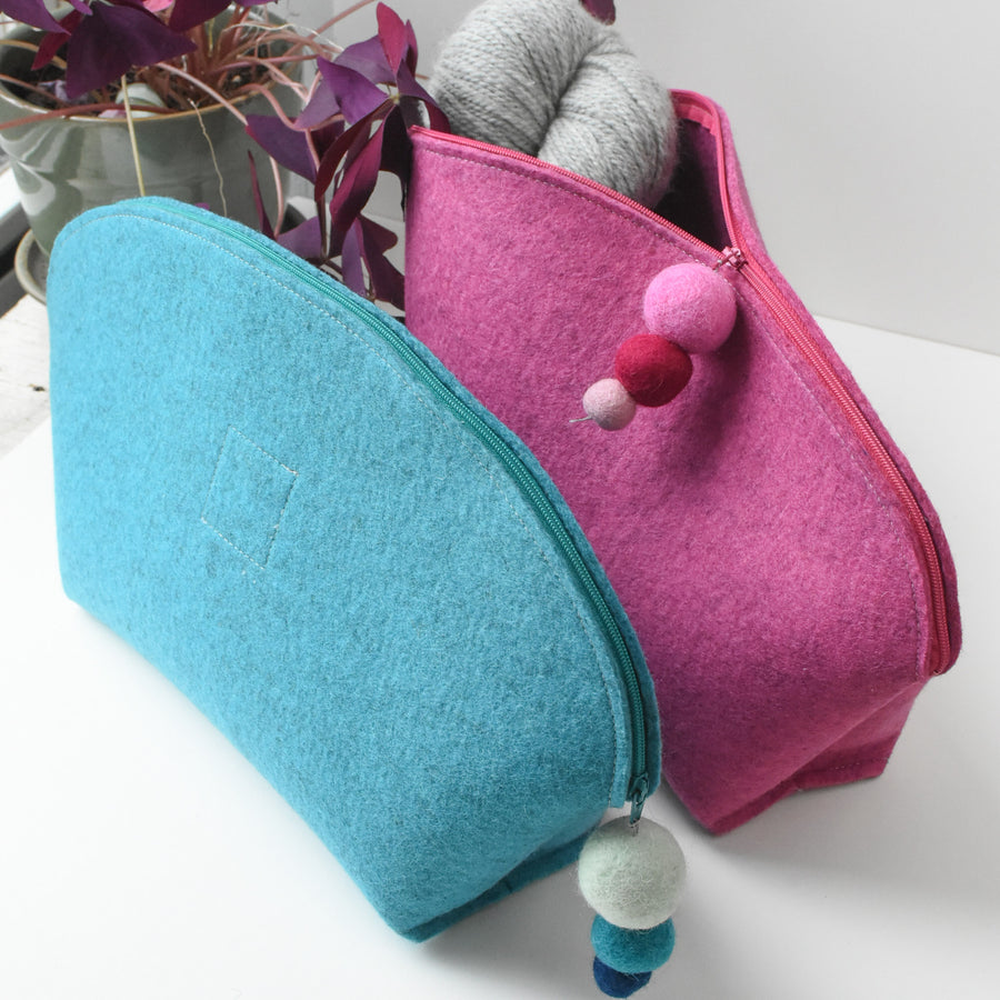 Brigid Wool Pouch, Large Monochrome - Indigo