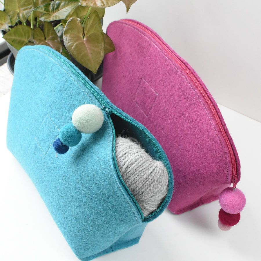 Brigid Wool Pouch, Large Monochrome - Orange