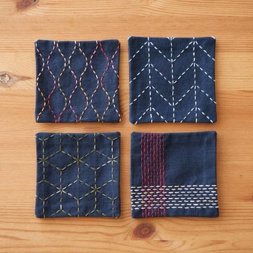 Sashiko Coaster Set - Indigo Blue