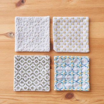 Sashiko Coaster Set - Cloud Gray