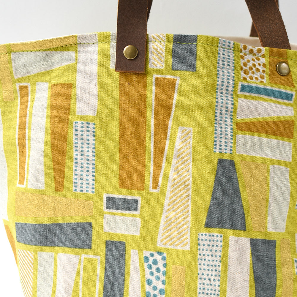 Mathilde Tote Bag, close-up of gold Rectangles print | Brooklyn Haberdashery