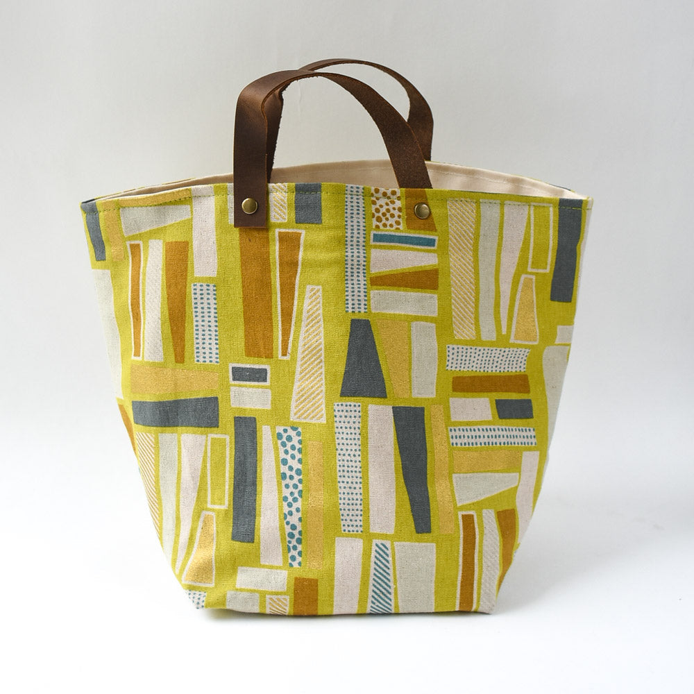Mathilde Tote Bag in Rectangles print, shown in gold | Brooklyn Haberdashery