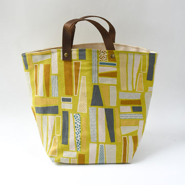 Mathilde Tote Bag in Rectangles print, shown in gold | Brooklyn Haberdashery