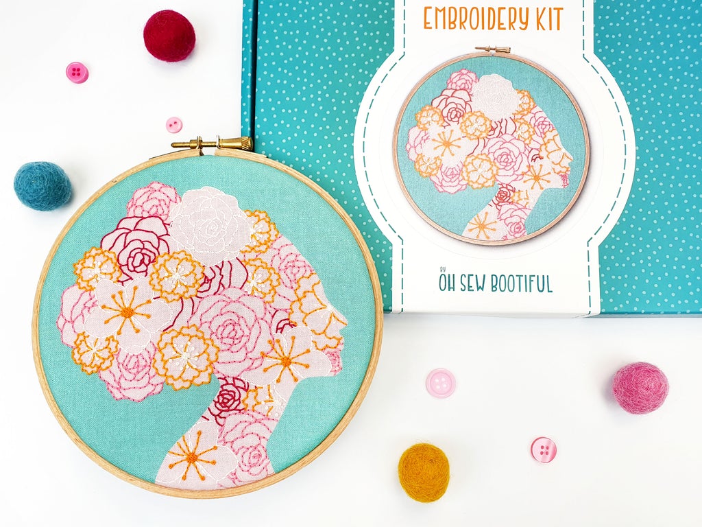 She Blooms Feminist Handmade Embroidery Kit Hoop Art