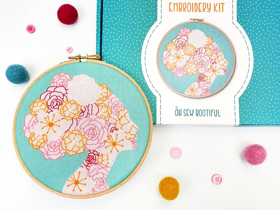 She Blooms Feminist Handmade Embroidery Kit Hoop Art