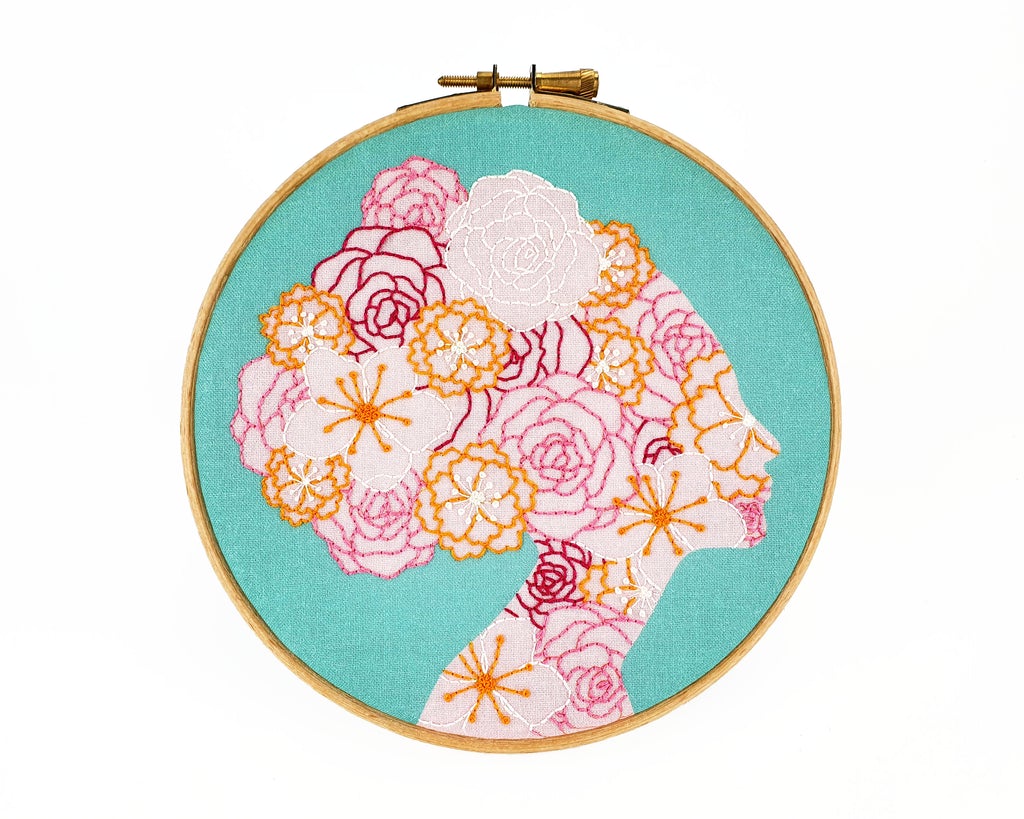 She Blooms Feminist Handmade Embroidery Kit Hoop Art
