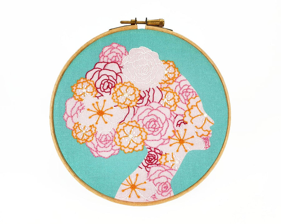She Blooms Feminist Handmade Embroidery Kit Hoop Art