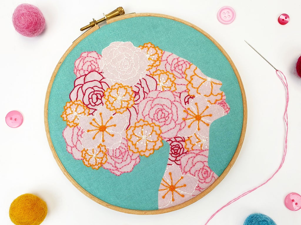 She Blooms Feminist Handmade Embroidery Kit Hoop Art