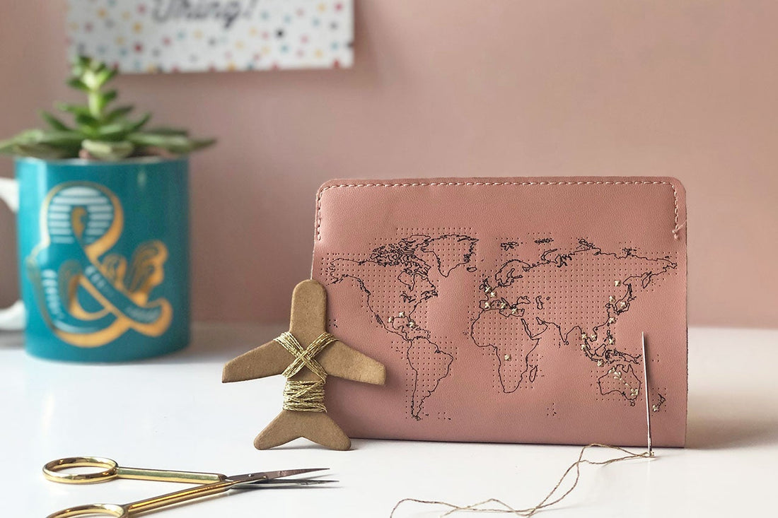 Map Passport Cover DIY Kit, Pink