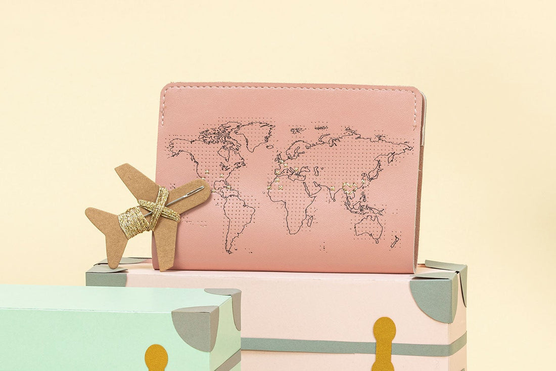 Map Passport Cover DIY Kit, Pink