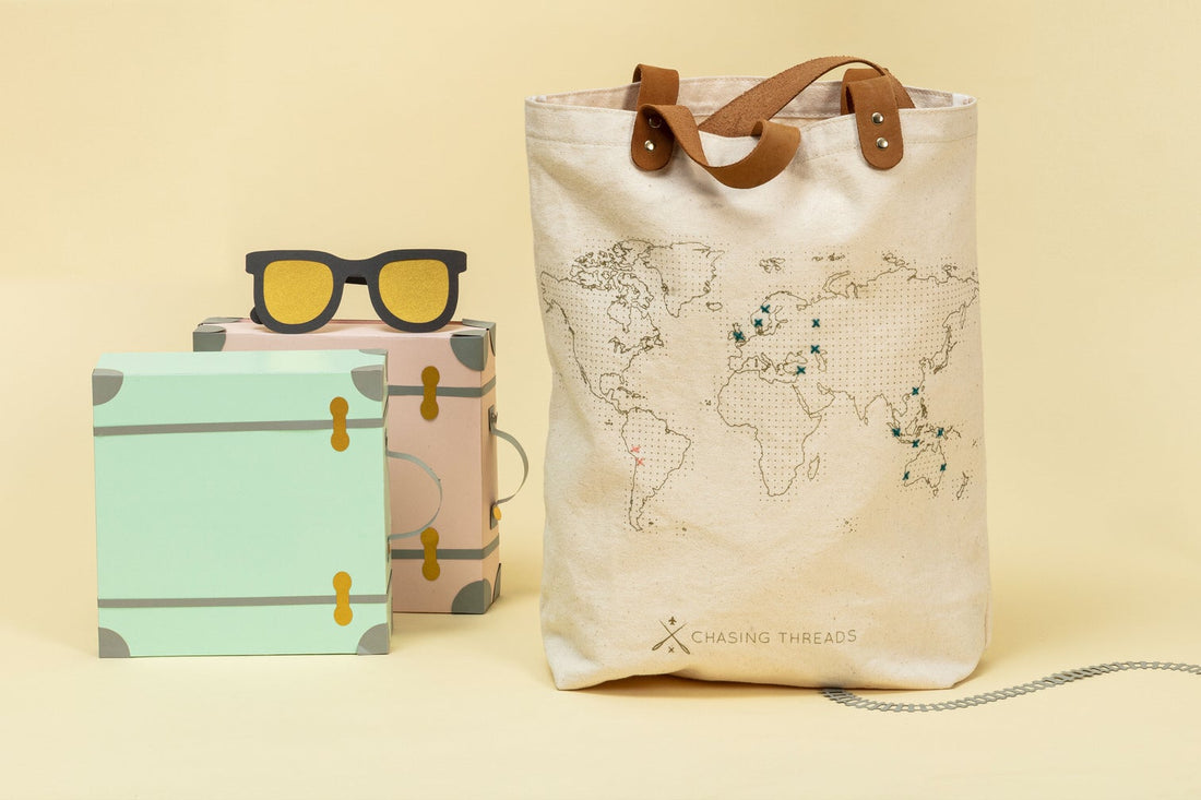 Map Travel Tote DIY Kit, Cream