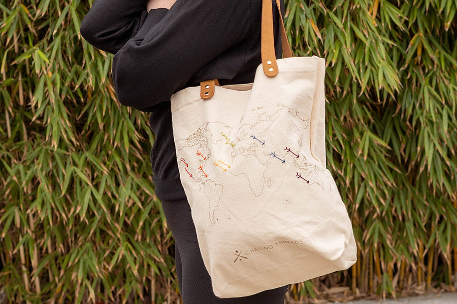 Map Travel Tote DIY Kit, Cream