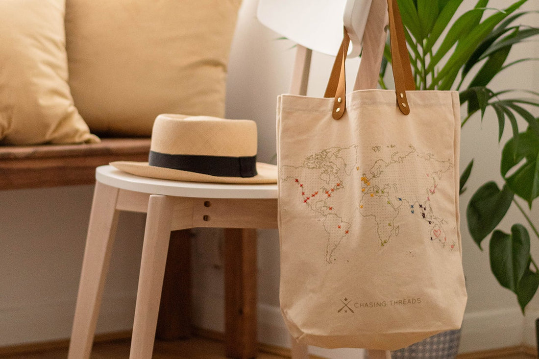 Map Travel Tote DIY Kit, Cream