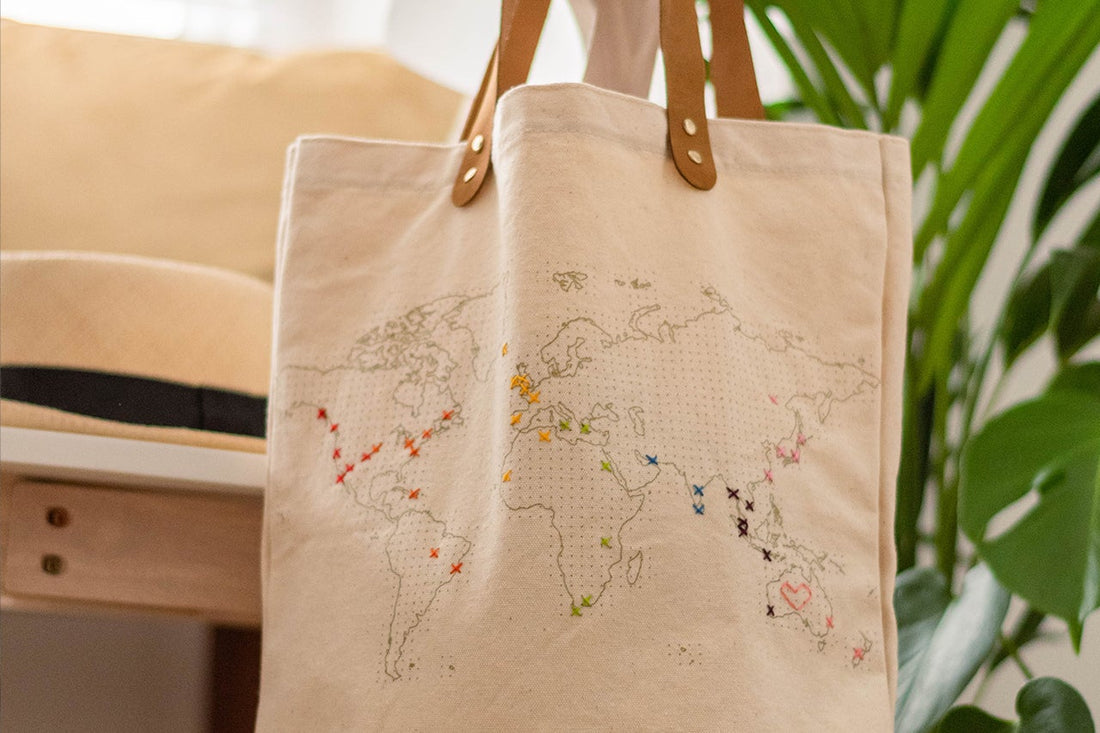 Map Travel Tote DIY Kit, Cream