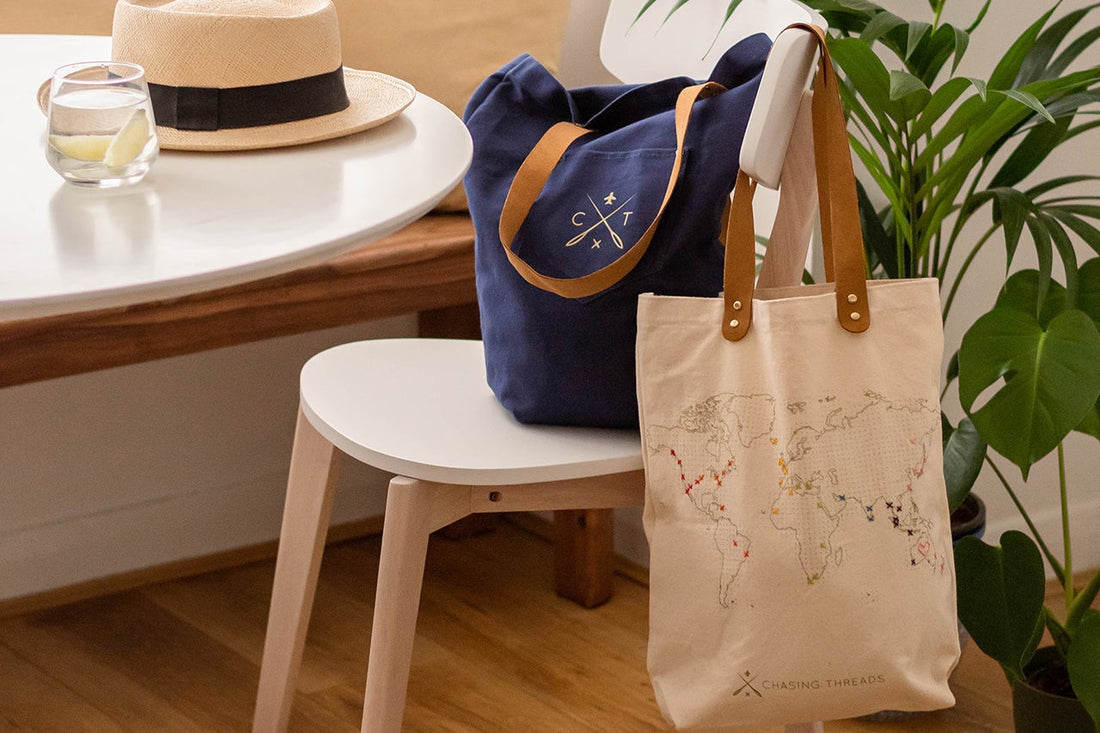 Map Travel Tote DIY Kit, Cream