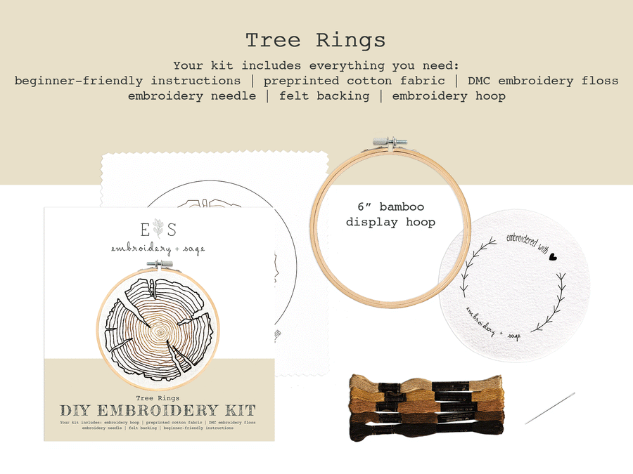 Tree Rings Embroidery Kit