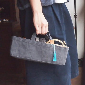 Waxed Canvas Work Bag, Blue Tassel