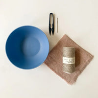 Adeline Basket Twining DIY Kit showing supplies included: twine, fabric, snips, needle, bowl | Brooklyn Haberdashery