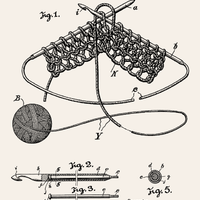 Knitting Needle Patent - letterpress card