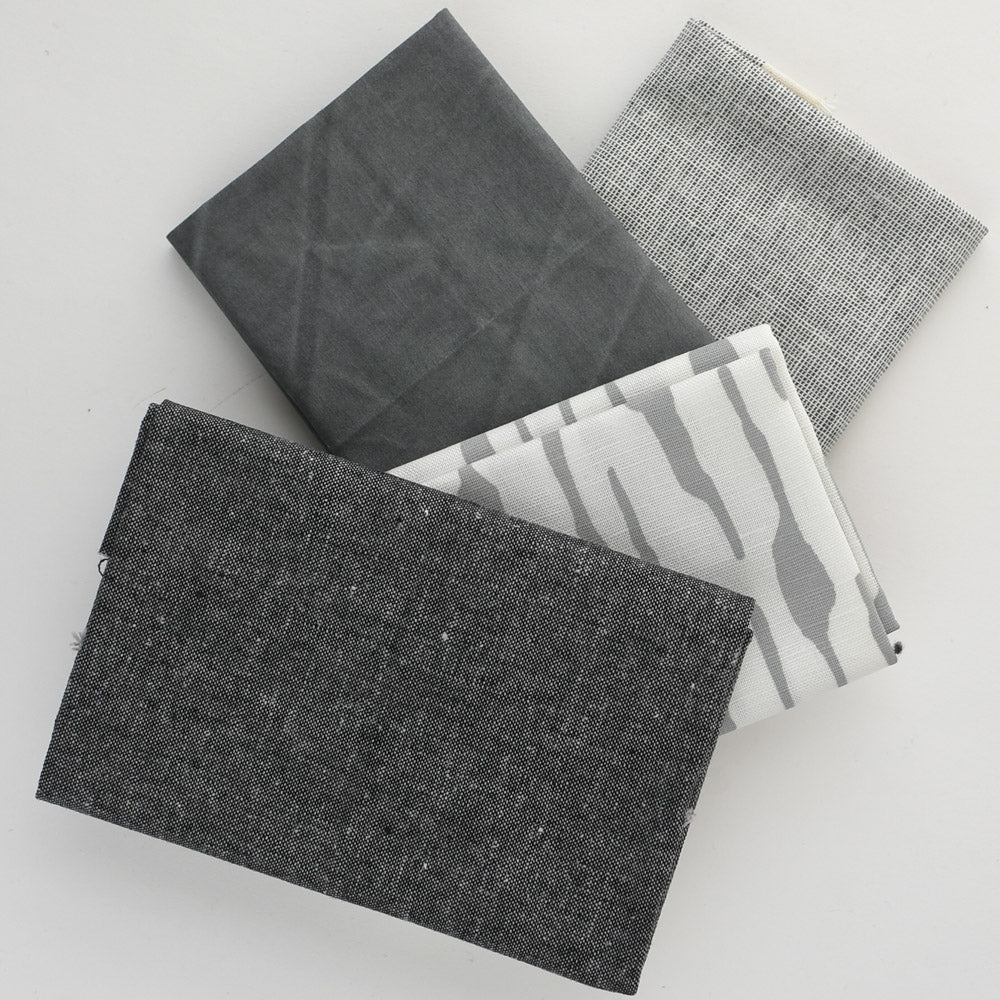 Hand Printed Fabric Bundle, Gray Birch