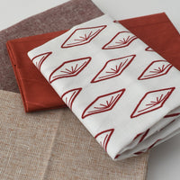 Hand Printed Fabric Bundle, Red Art Deco